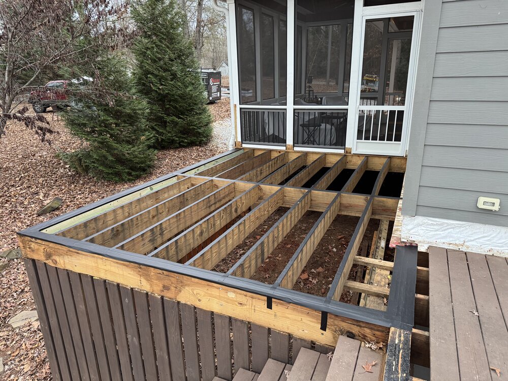 deck demo begins revealing deck studs