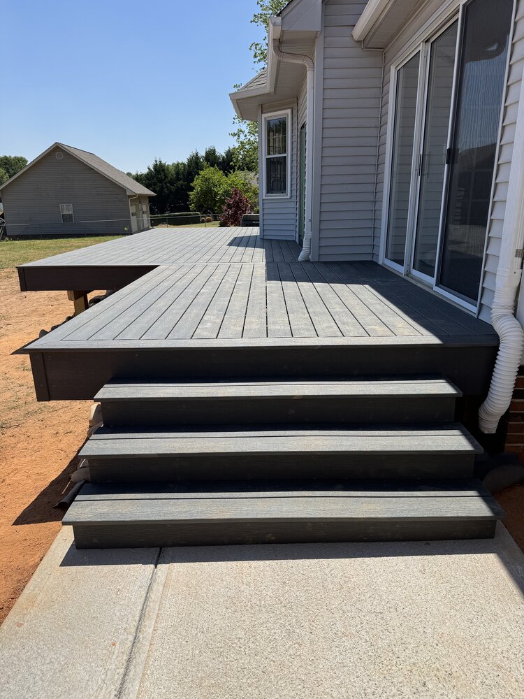 Completed deck with picture-framed composite Trex Decking